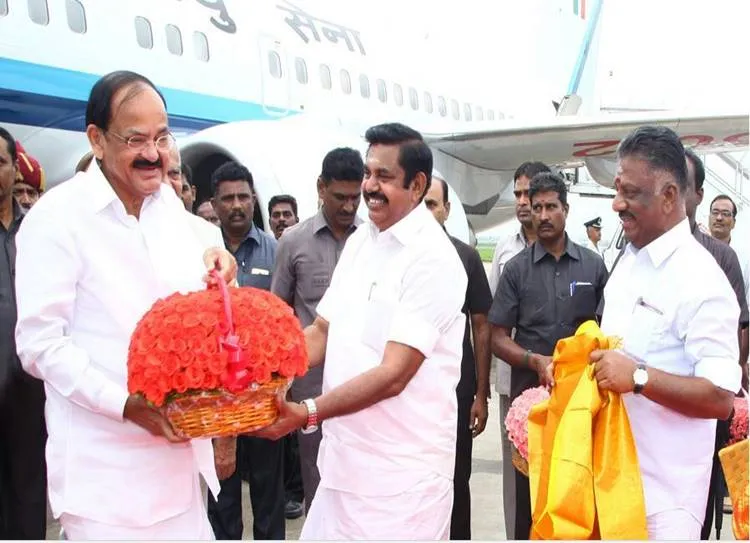 Tamil Nadu Governor Banwarilal Purohit, CM Edappadi Palanisamy, Vice-President Venkaiah Naidu,