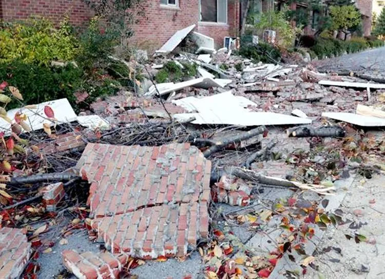 Debris are seen caused by earthquake in Pohang