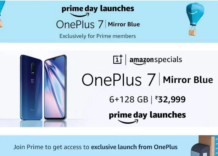 Amazon Prime Day Sale 2019 OnePlus 7 Mirror Blue Smartphone