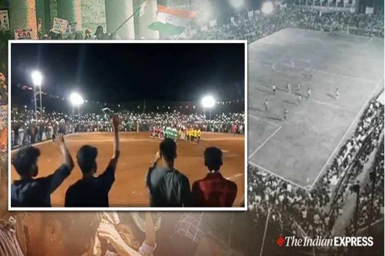 Spectators raise anti-CAA slogans during football match in Kerala video - மெரீனா போராட்டத்தை நினைவுப்படுத்திய சேட்டன்கள் - கால்பந்து போட்டியில் சிஏஏவுக்கு எதிராக கோஷம் (வீடியோ)