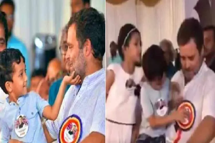 congress, rahul gandhi, rahul gandhi in wayanad, congress rally, kid , kid play, video, viral