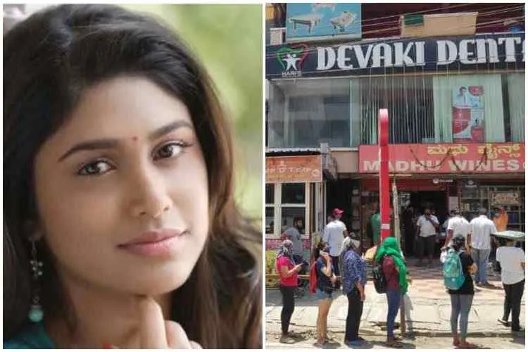 actress manisha yadav tweets criticise, women standing in ques at wine shops, women standing in ques before wine shops, மனிஷா யாதவ், மதுக்கடையில் வரிசையில் நின்ற பெண்கள், பெங்களூரு, ladies standing before wine shops for buying liquor, liquor shops, ladies in bangalore wine shops, tasmac will open tomorrow in tamil nadu, tamil viral news