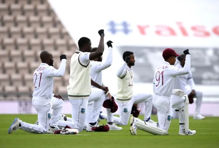 WI and England players took a knee in support of the Black lives matter movement
