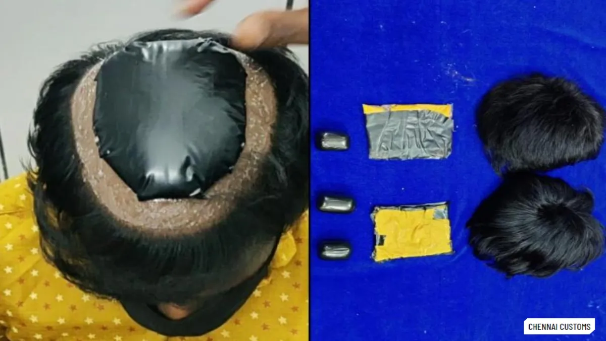 Chennai Customs arrested two men for smuggling gold under their wig Tamil News