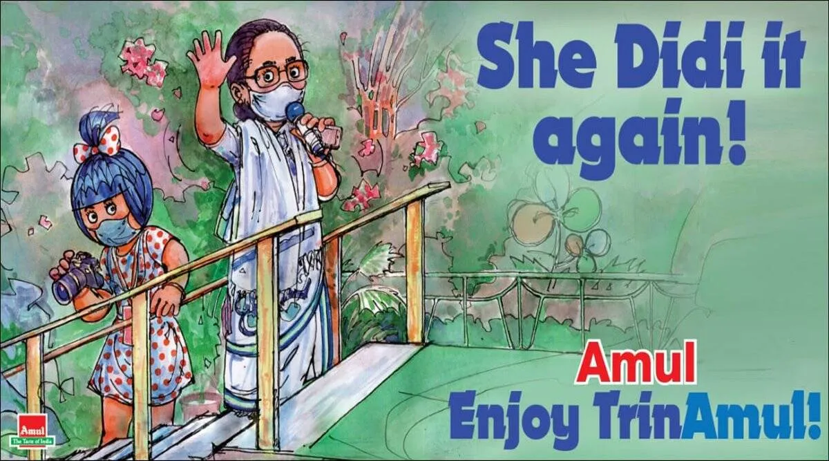 Amul wishes mamata with cute doodle portraits her