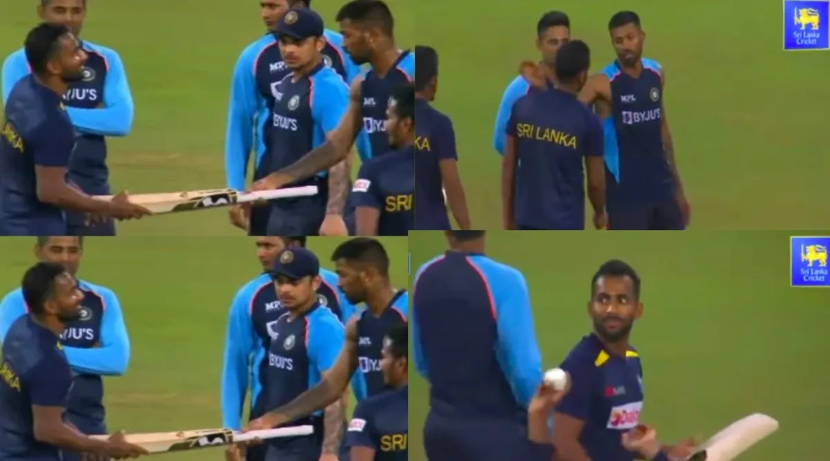 Cricket news in tamil: Hardik Pandya gifts his bat to Chamika Karunaratne