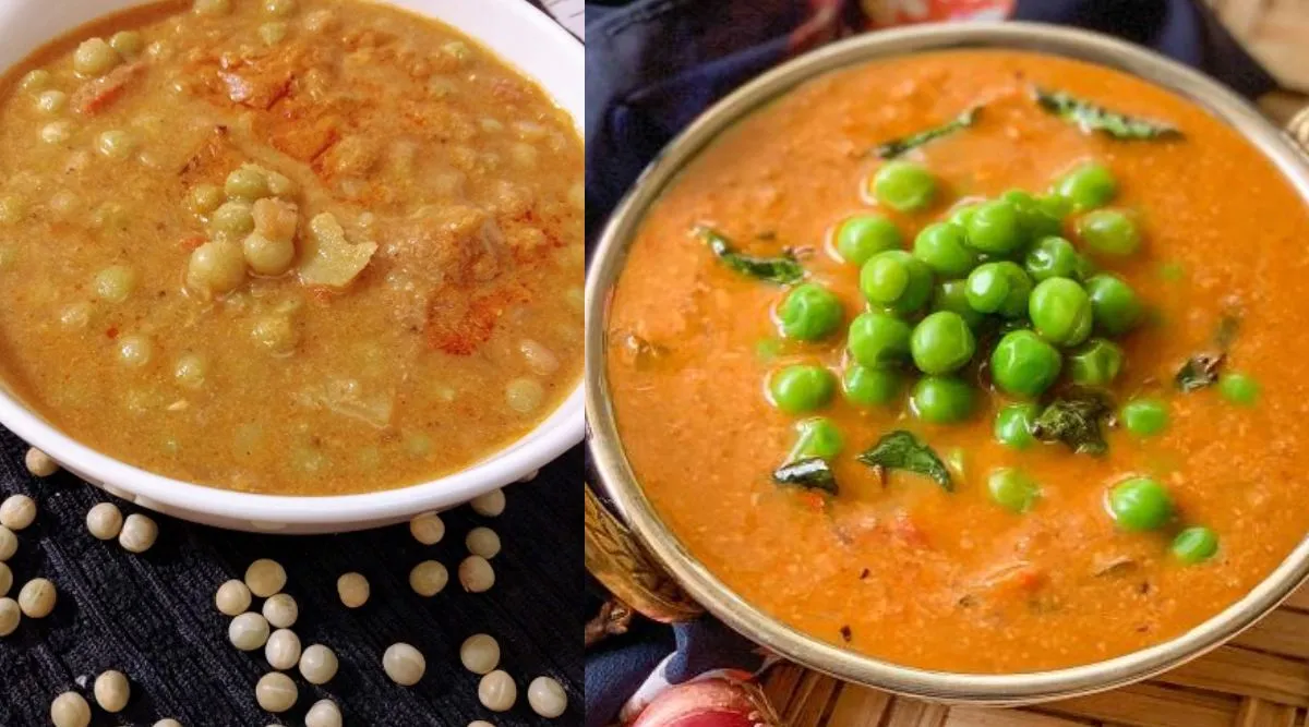 Pattani Kurma recipe in tamil: how to make Green Peas Masala Recipe in Tamil 