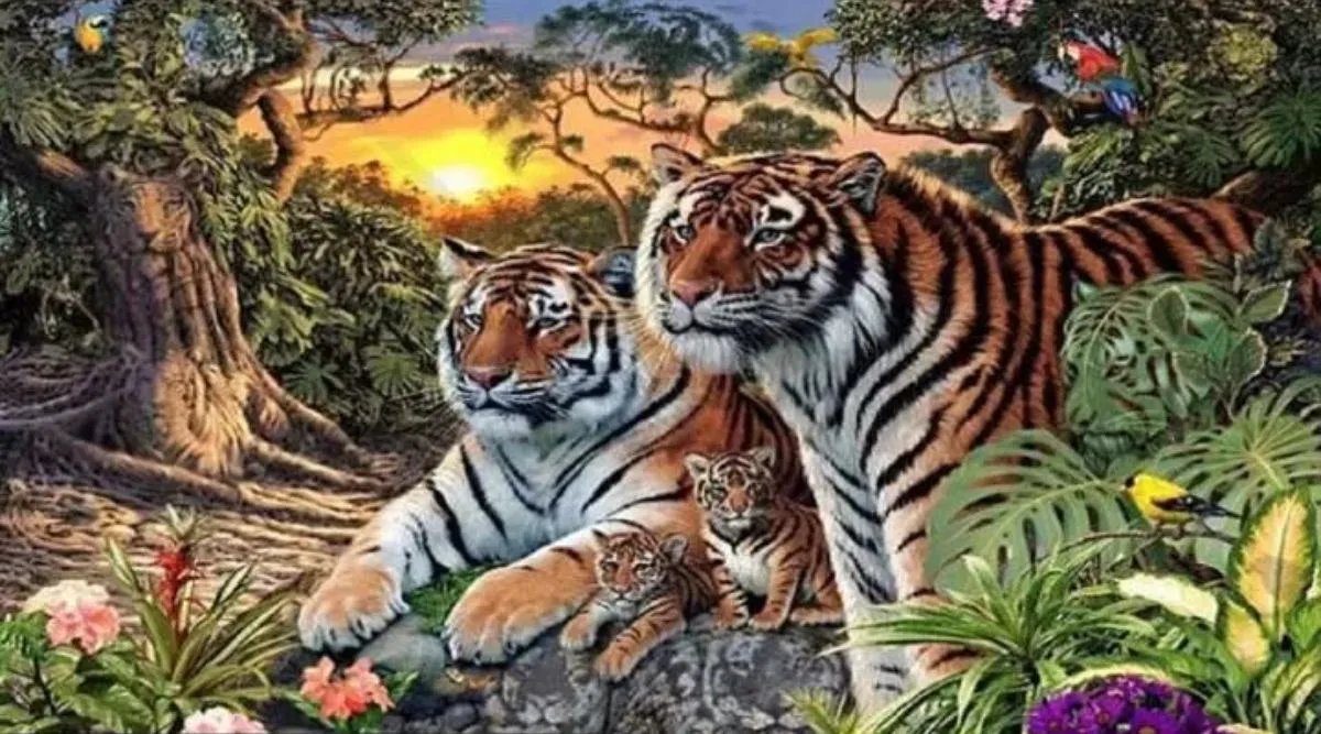 Optical Illusion in tamil:  Spot 16 Tigers in 40 Seconds, How Many Tigers Can You Spot?