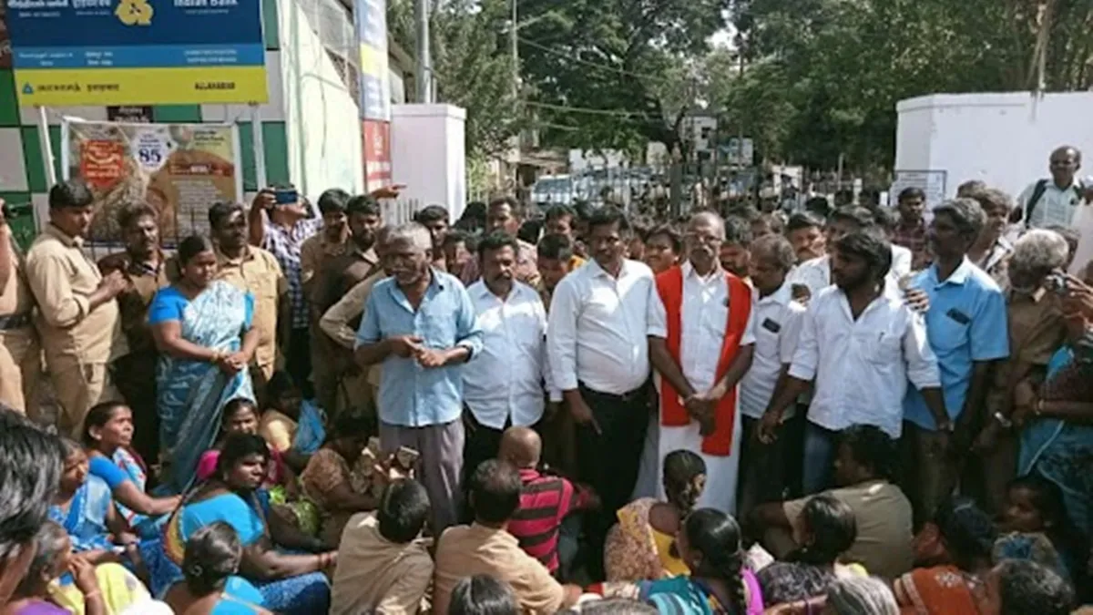 Sanitation workers staged dharna protest in Coimbatore
