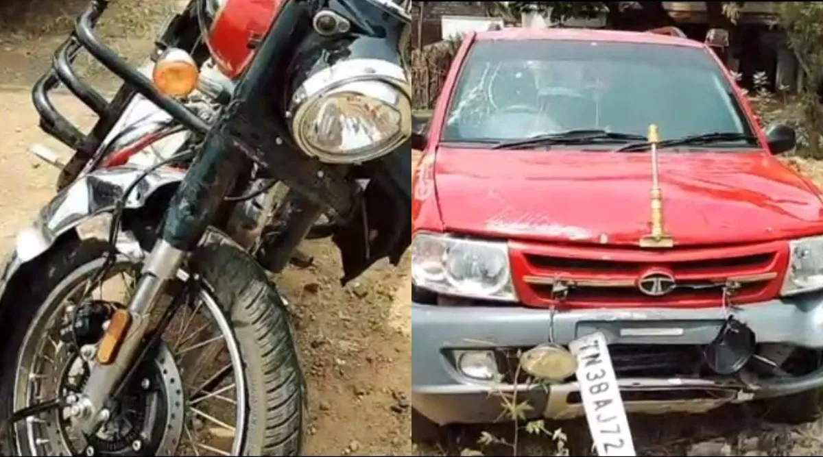 Coimbatore: Car rammed into two-wheeler near Azhiyar forest check post: Shock CCTV footage