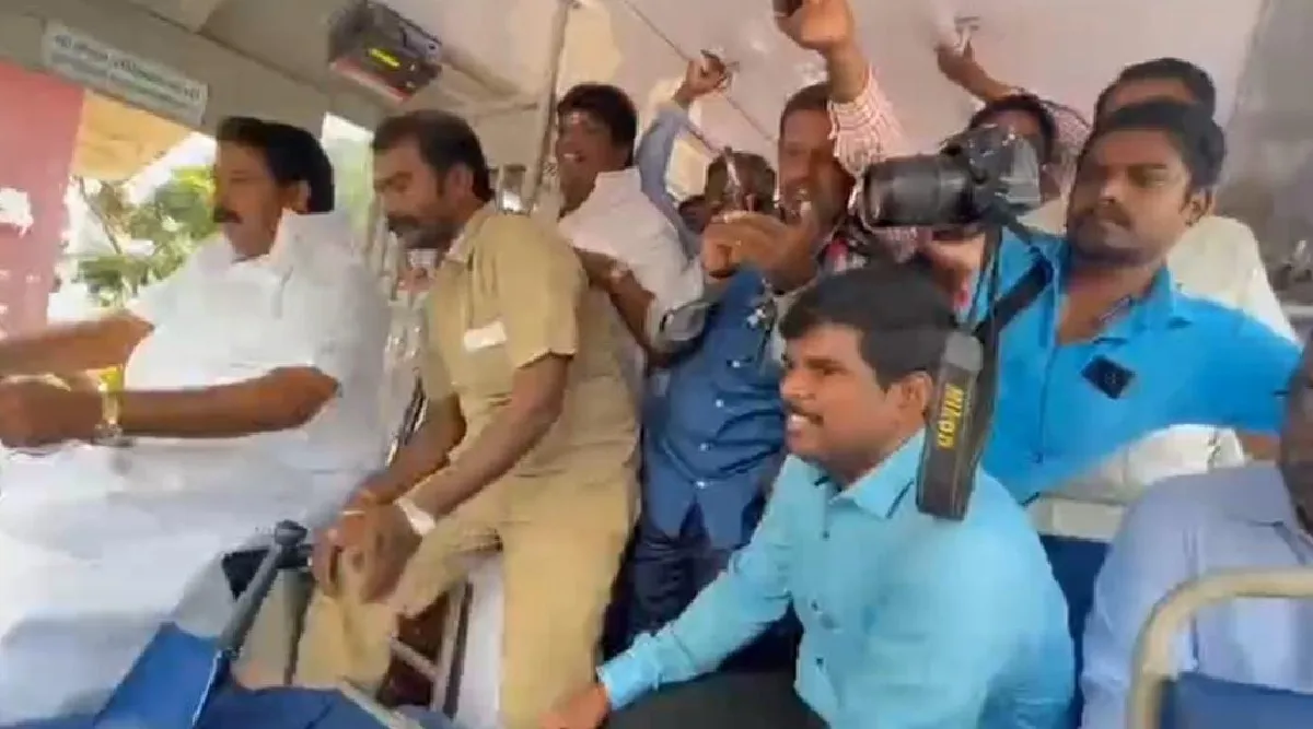 Trichy: Srirangam MLA Palaniyandi driving govt bus Tamil News