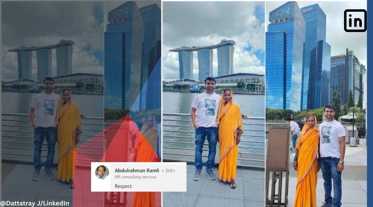 Man takes his mother who had never been abroad to Singapore LinkedIn post wins hearts