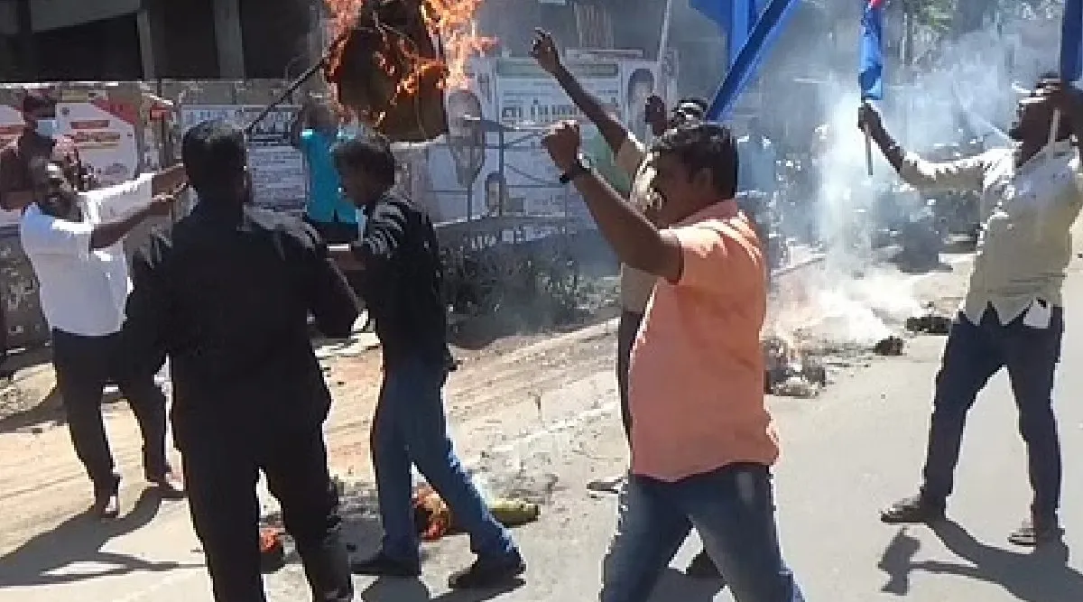seeman effigy burning at Madurai, 5 got arrested Tamil News