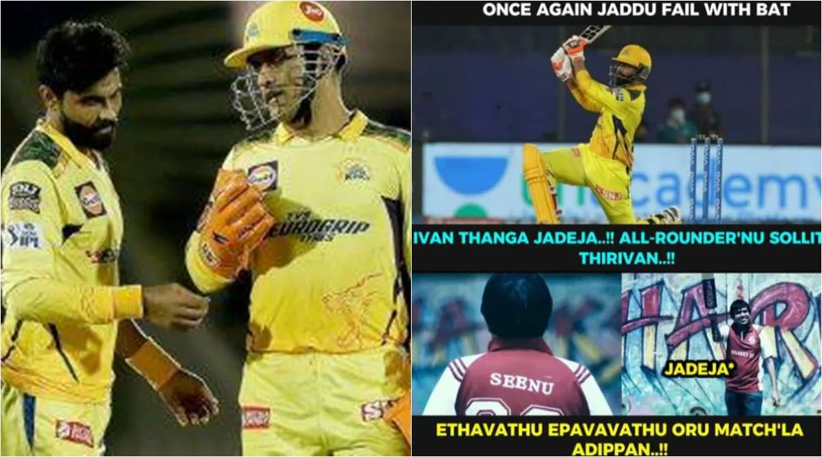 Ravindra Jadeja mocking people, Ravindra Jadeja mocking cricket fans, 'ஆல்ரவுண்டர்னு சொல்லி ஒருத்தன் ஊரை ஏமாத்துறான் சார், ஜடேஜாவை கலாய்க்கும் தெறி மீம்ஸ், Ravindra Jadeja, csk, jadeja memes, jadeja fake all rounder netizen memes